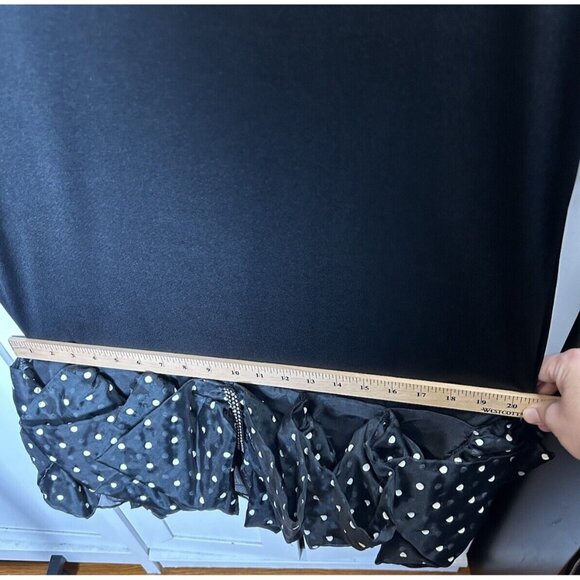 Vintage 80s Partridge in A Pear Tree Black Party Dress Sz L Polka Dot Ruffle Hem - Picture 7 of 11